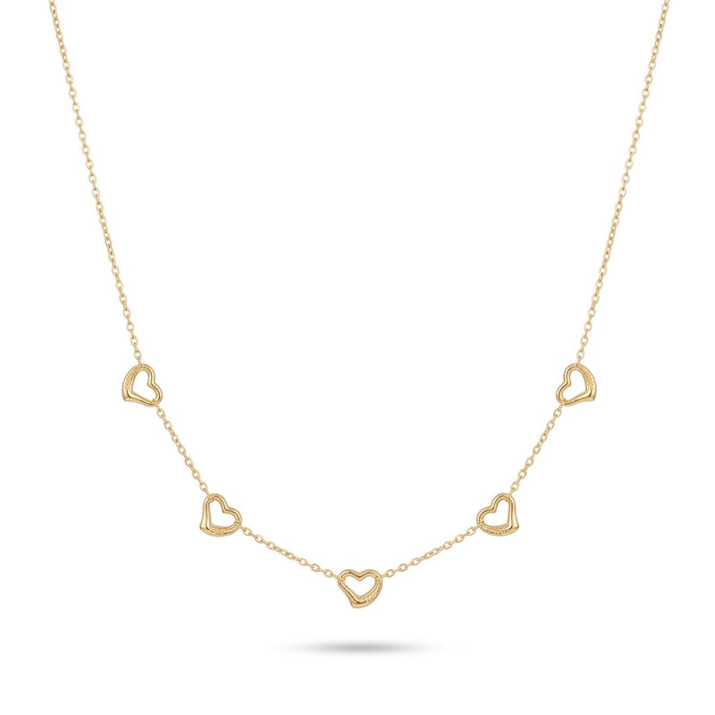 18k Gold 5 Heart Necklace - Necklaces - Embellish Gold Jewelry & Diamond