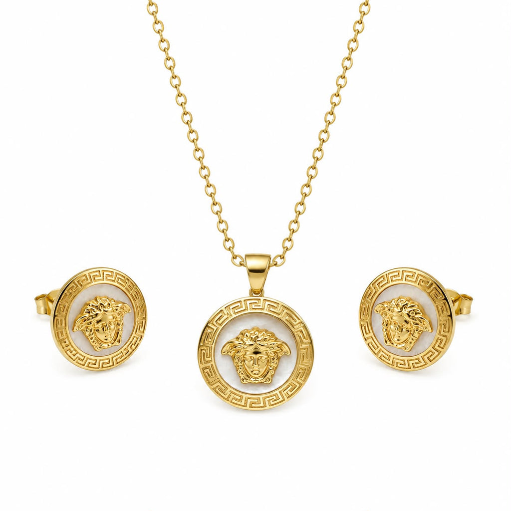 18k Gold Versace Face Jewelry Set