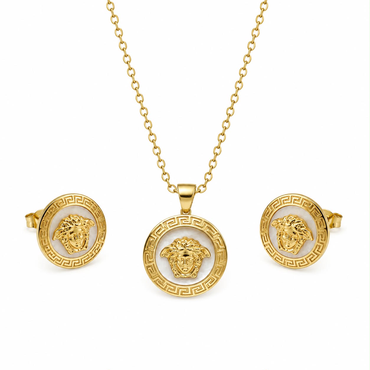 18k Gold Versace Face Jewelry Set