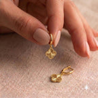 18k Gold Clover Loop Earrings - 18k Gold Earrings - Embellish Gold