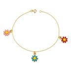 18K Real Gold Assorted Flower Bracelet - 18k Gold Bracelet - Embellish Gold