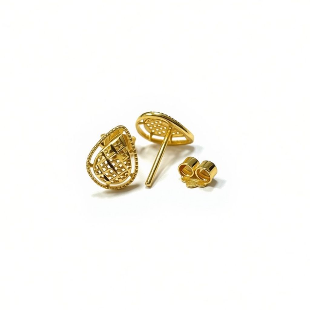 18k Gold Teardrops Inspired Stud Earrings - 18k Gold Earrings - Embellish Gold Jewelry & Diamond