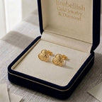 18k Gold 3 Petal Inspired Stud Earrings - 18k Gold Earrings - Embellish Gold Jewelry & Diamond