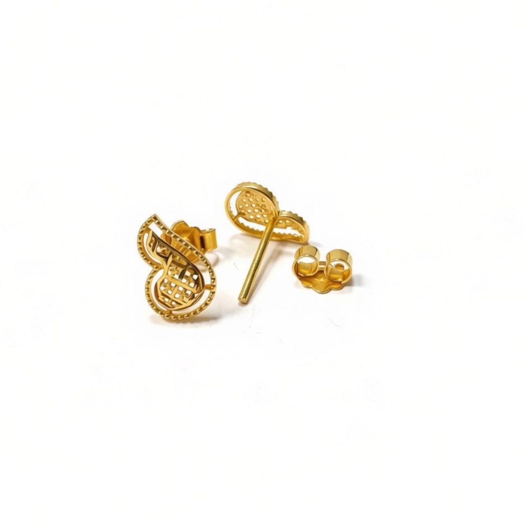 18k Gold Feather Inspired Stud Earrings - 18k Gold Earrings - Embellish Gold Jewelry & Diamond