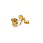 18k Gold Feather Inspired Stud Earrings - 18k Gold Earrings - Embellish Gold Jewelry & Diamond