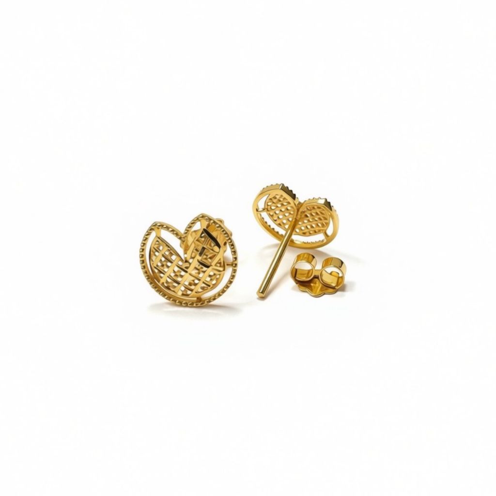 18k Gold Rose Petal Inspired Stud Earrings - 18k Gold Earrings - Embellish Gold Jewelry & Diamond