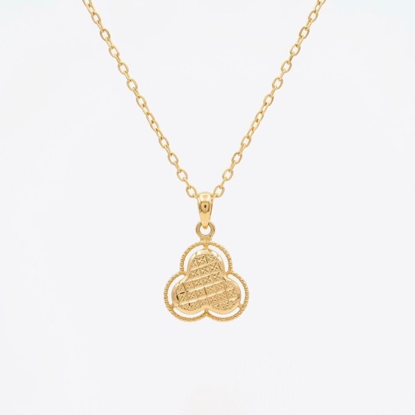 18k Gold 3 Petals Inspired Necklace - 18k Gold Necklace - Embellish Gold Jewelry & Diamond