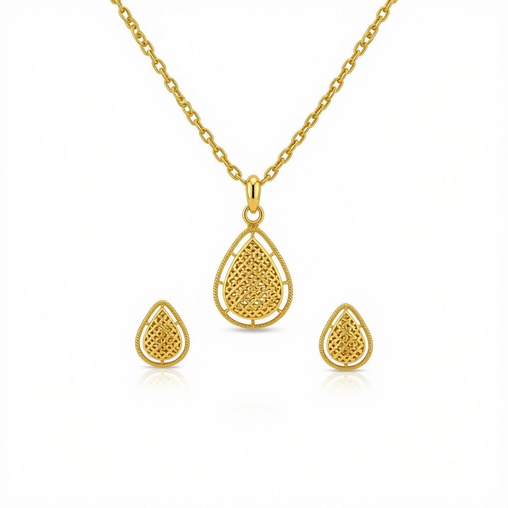 18k Gold Teardrops Inspired Jewelry Set - ad collection - Embellish Gold Jewelry & Diamond
