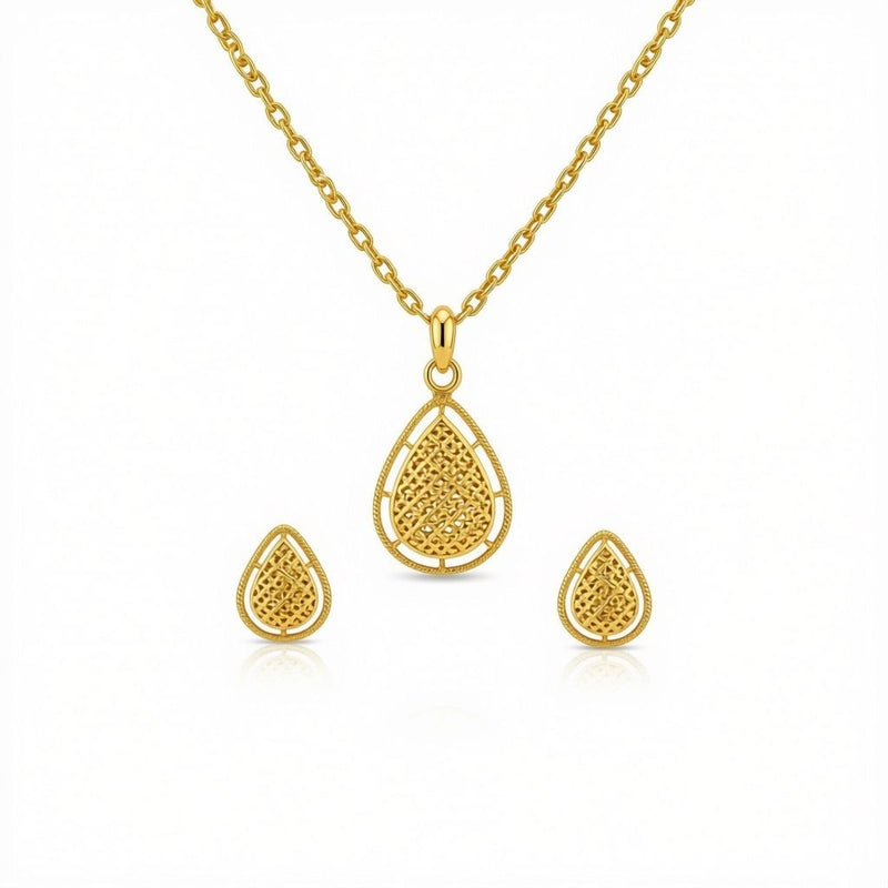 18k Gold Teardrops Inspired Jewelry Set - New Launch - Embellish Gold Jewelry & Diamond