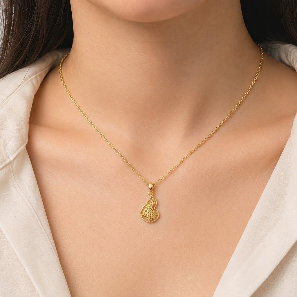 18k Gold Feather Inspired Jewelry Set - ad collection - Embellish Gold Jewelry & Diamond