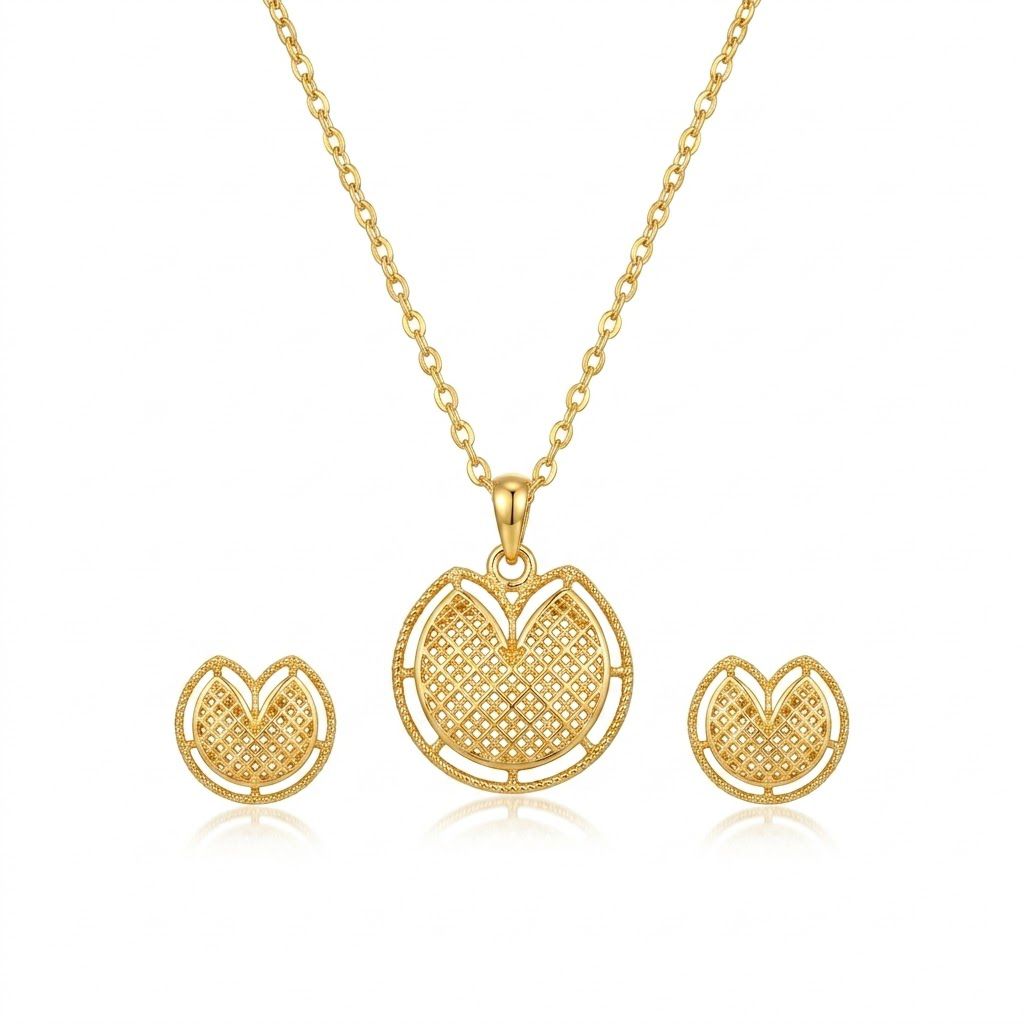 18k Gold Rose Petal Inspired Jewelry Set - Gold Jewellery - Embellish Gold Jewelry & Diamond