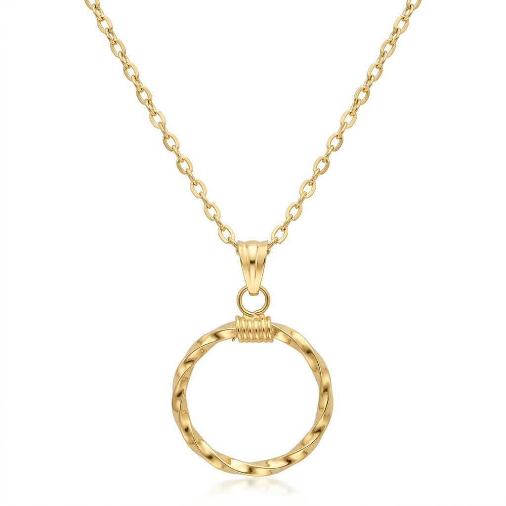 18k Gold Twirl Pendant Necklace - 18k Gold Necklace - Embellish Gold Jewelry & Diamond