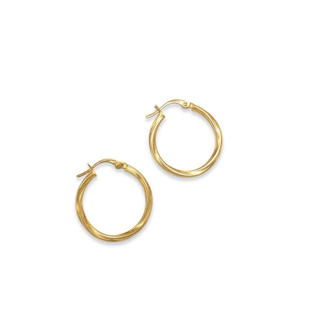 18k Gold Twirl Loop Earrings - 18k Gold Earrings - Embellish Gold Jewelry & Diamond