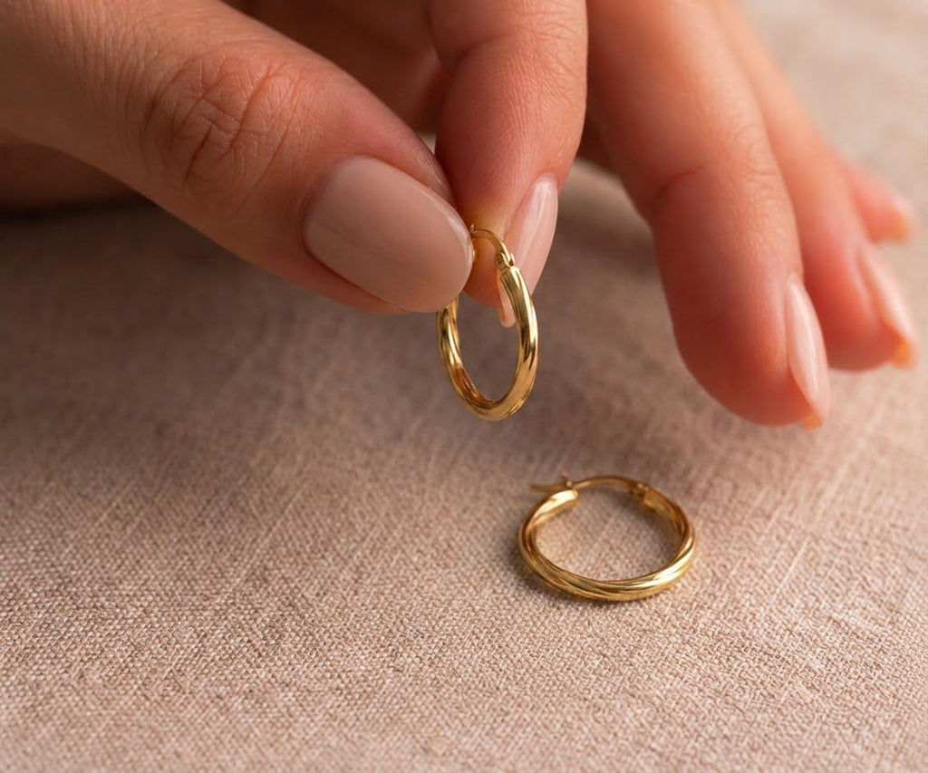 18k Gold Twirl Loop Earrings - 18k Gold Earrings - Embellish Gold Jewelry & Diamond