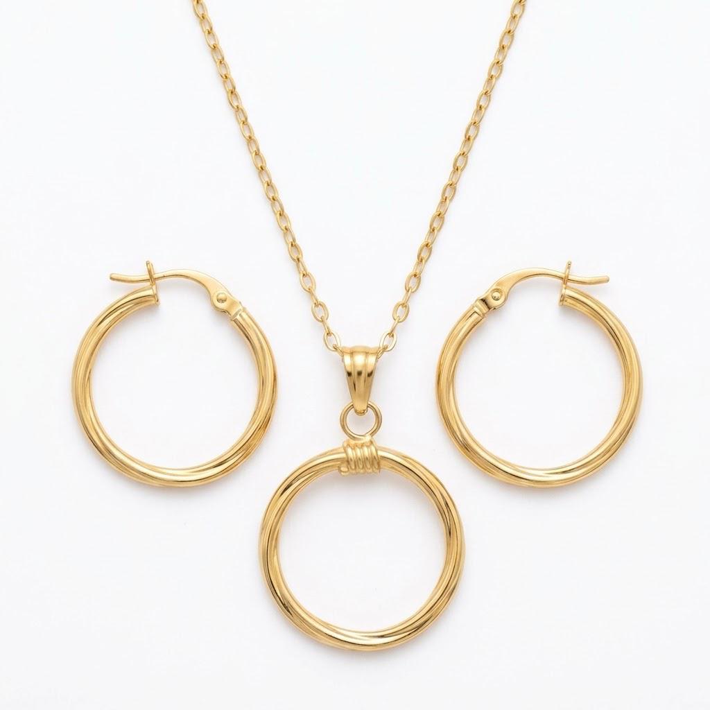 18k Gold Twirl Inspired Jewelry Set - ad collection - Embellish Gold Jewelry & Diamond