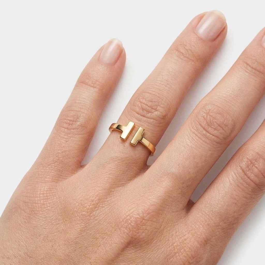18K Gold T Ring - Gold Jewellery - Embellish Gold
