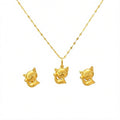 18K Real Gold Kitty Necklace And Earring Set - Festive Collection - Embellish Gold