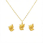 18K Real Gold Kitty Necklace And Earring Set - Festive Collection - Embellish Gold
