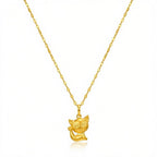 18K Real Gold Kitty Necklace And Earring Set - Festive Collection - Embellish Gold