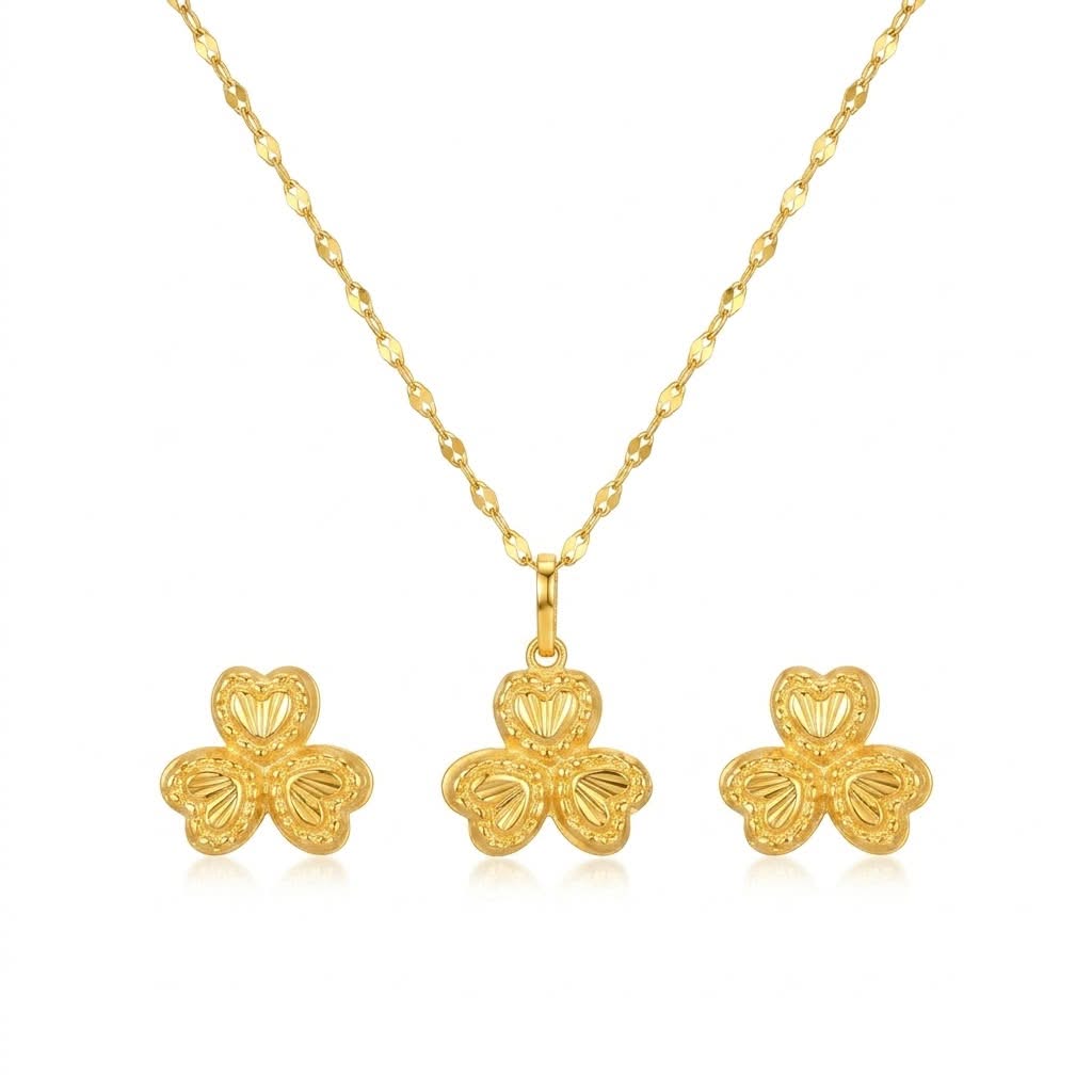 18k Gold Three Petals Jewelry Set - Best Seller - Embellish Gold