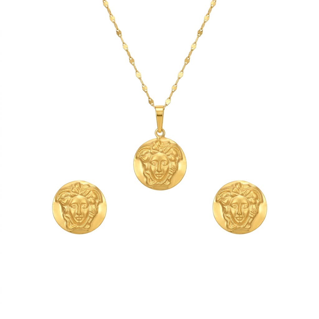 18K Real Gold Star Bucks Necklace And Earring Set - ad collection - Embellish Gold