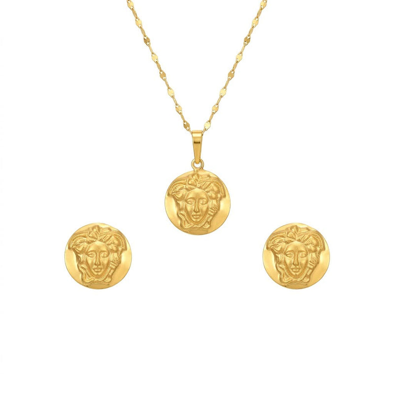 18K Real Gold Star Bucks Necklace And Earring Set - Jewelry Set - Embellish Gold