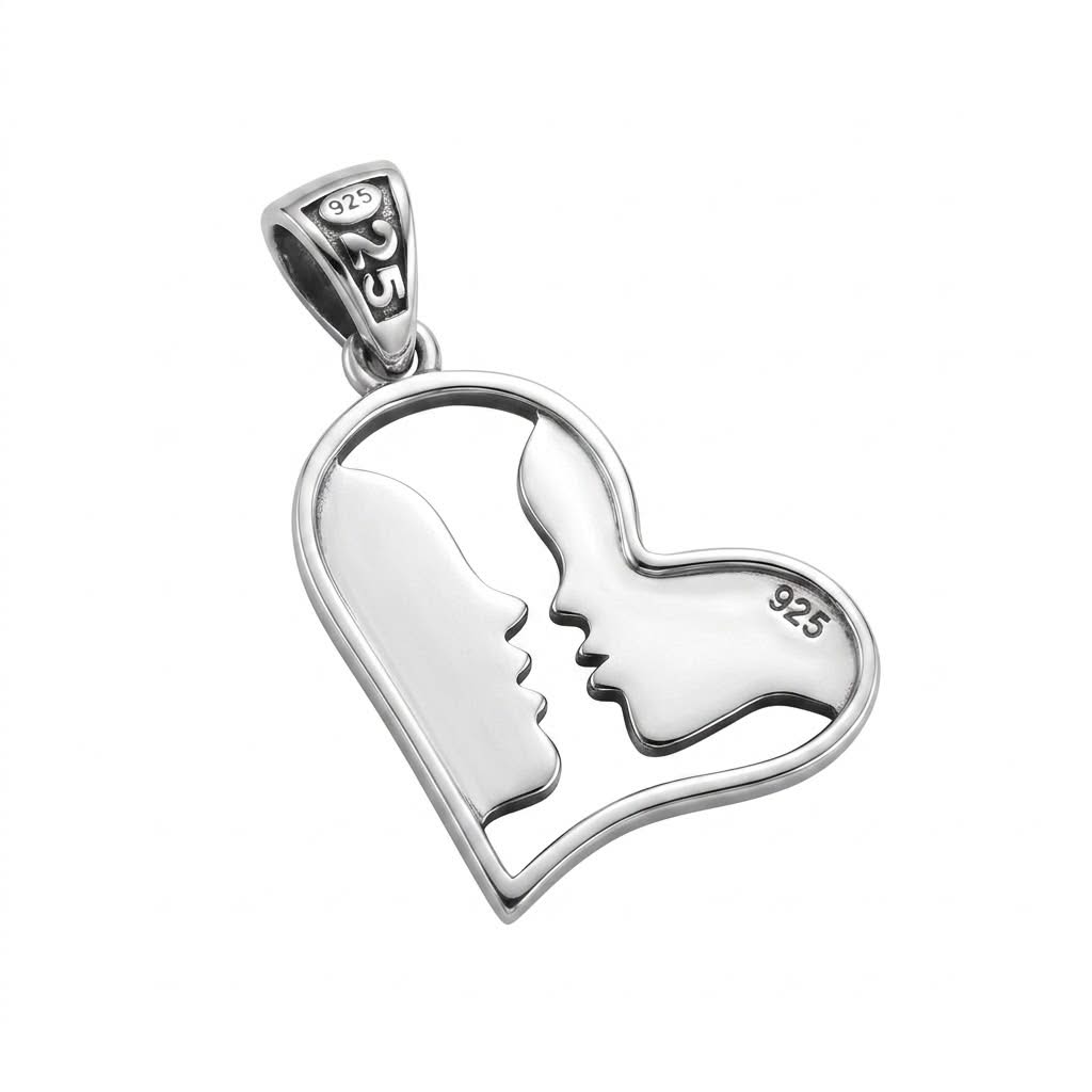 925 Silver Face Heart Pendant - 925 Silver Pendant - Embellish Gold Jewelry & Diamond