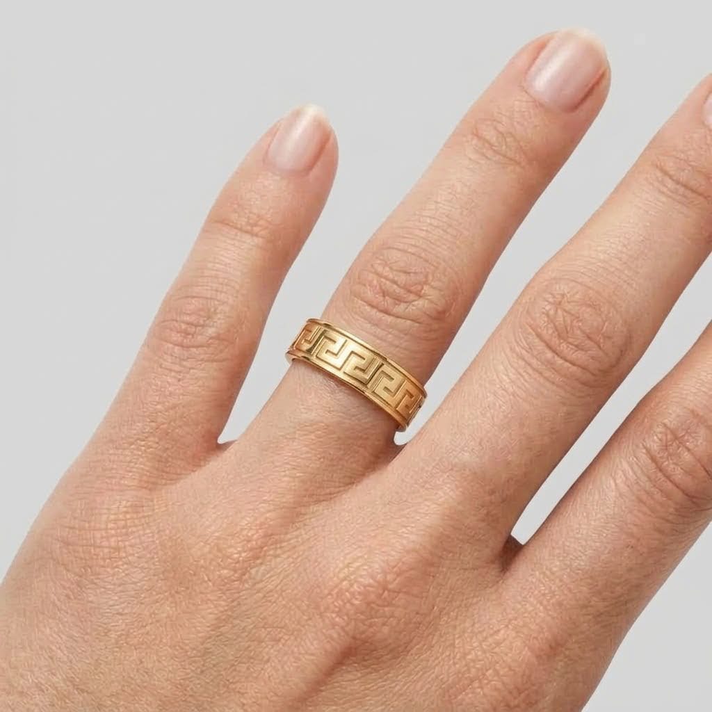 18k Gold Thick Maze Ring - 18k Gold Ring - Embellish Gold Jewelry & Diamond