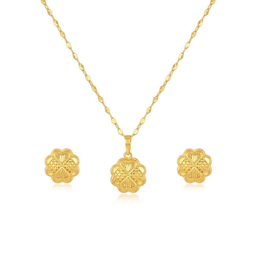 18k Gold 4 Heart Clover Inspired Jewelry Set - THE 199 STORE - Embellish Gold Jewelry & Diamond