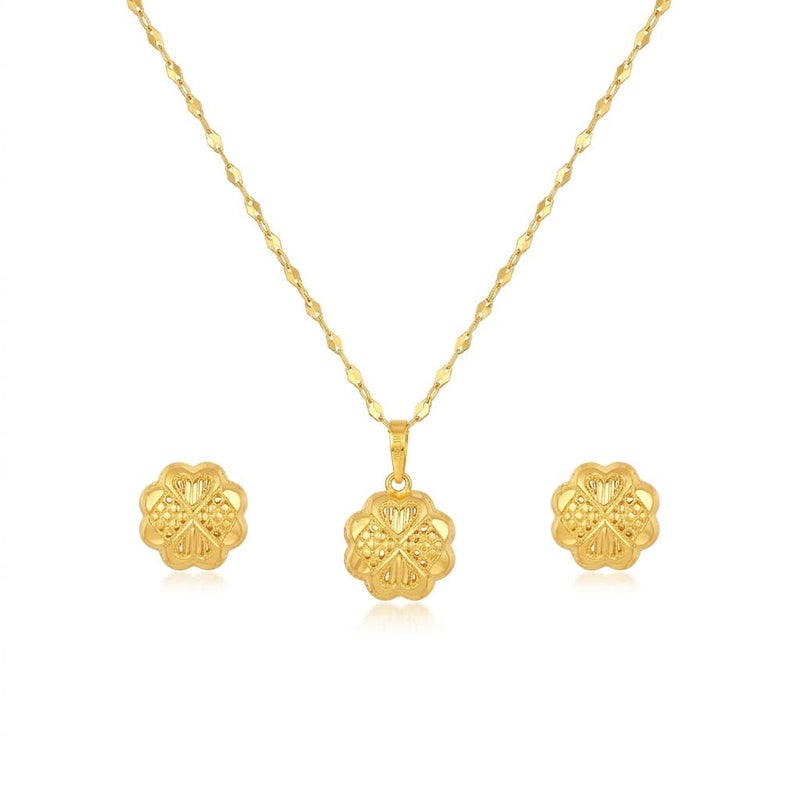 18k Gold 4 Heart Clover Inspired Jewelry Set - المنتجات - Embellish Gold Jewelry & Diamond