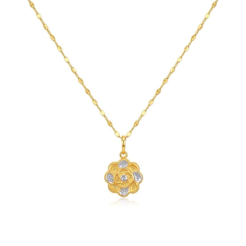 18k Gold 2 Tone Flower Jewelry Set - ad collection - Embellish Gold