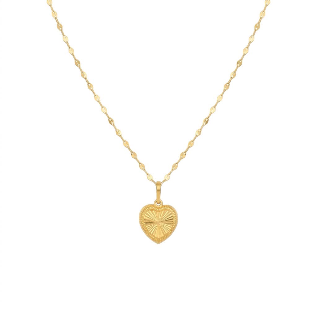 18K Real Gold Plain Cut Necklace And Earring Set - Festive Collection - Embellish Gold