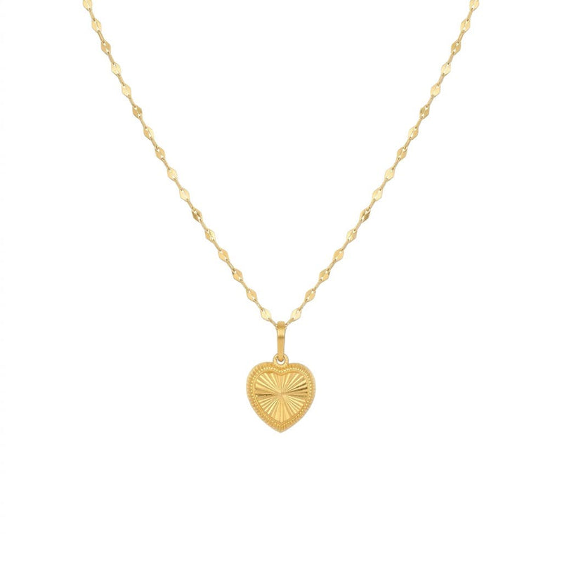18K Real Gold Plain Cut Necklace And Earring Set - Jewelry Set - Embellish Gold