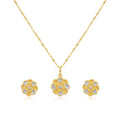 18k Gold 2 Tone Flower Jewelry Set - ad collection - Embellish Gold