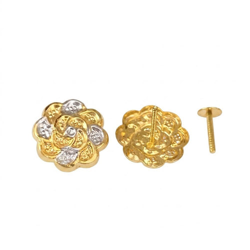 18k Gold 2 Tone Flower Jewelry Set - خواتم  - Embellish Gold