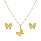 18K Real Gold Butterfly 3 Necklace And Earring Set - Gold Jewellery - Embellish Gold