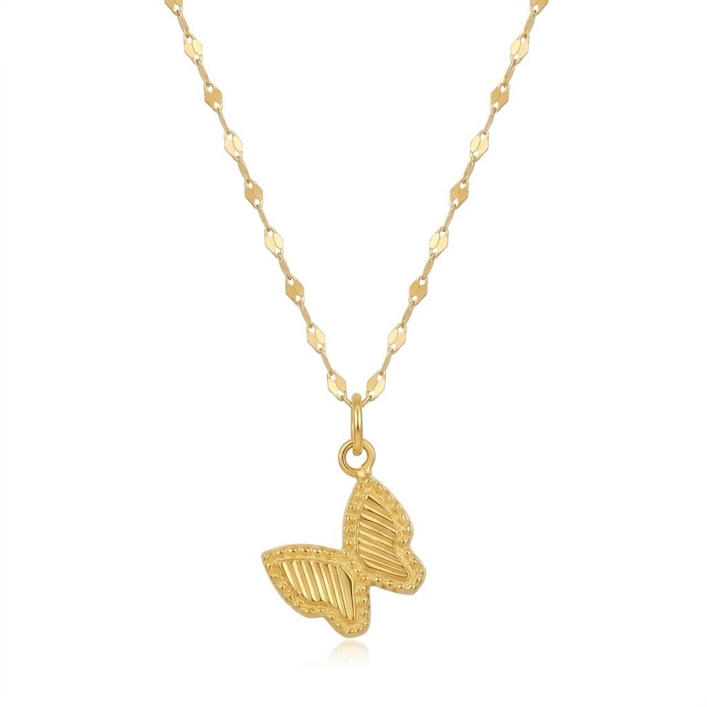 18K Real Gold Butterfly 3 Necklace And Earring Set - Gold Jewellery - Embellish Gold