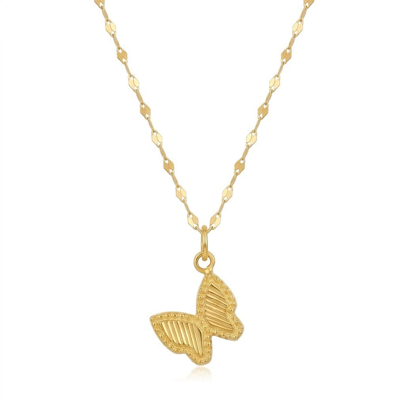 18K Real Gold Butterfly 3 Necklace And Earring Set - New Launch - Embellish Gold Jewelry & Diamond