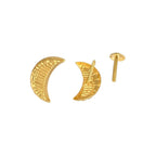 18K Real Gold Quarter Moon Necklace And Earring Set - Gold Jewellery - Embellish Gold