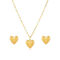 18K Real Gold Happy Heart Necklace And Earring Set - Gold Jewellery - Embellish Gold