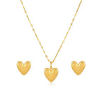 18K Real Gold Happy Heart Necklace And Earring Set - Gold Jewellery - Embellish Gold