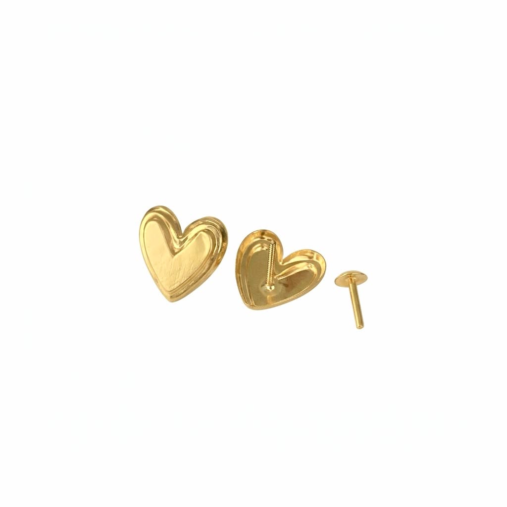 18K Real Gold Happy Heart Necklace And Earring Set - Gold Jewellery - Embellish Gold