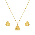 18K Real Gold 3 Petal Necklace And Earring Set - Festive Collection - Embellish Gold