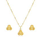 18K Real Gold 3 Petal Necklace And Earring Set - Festive Collection - Embellish Gold