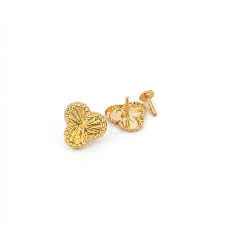 18K Real Gold 3 Petal Necklace And Earring Set - Jewelry Set - Embellish Gold