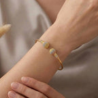 18k Gold Tri Color Beads 2 Bangle - 18k Gold Bangle - Embellish Gold Jewelry & Diamond