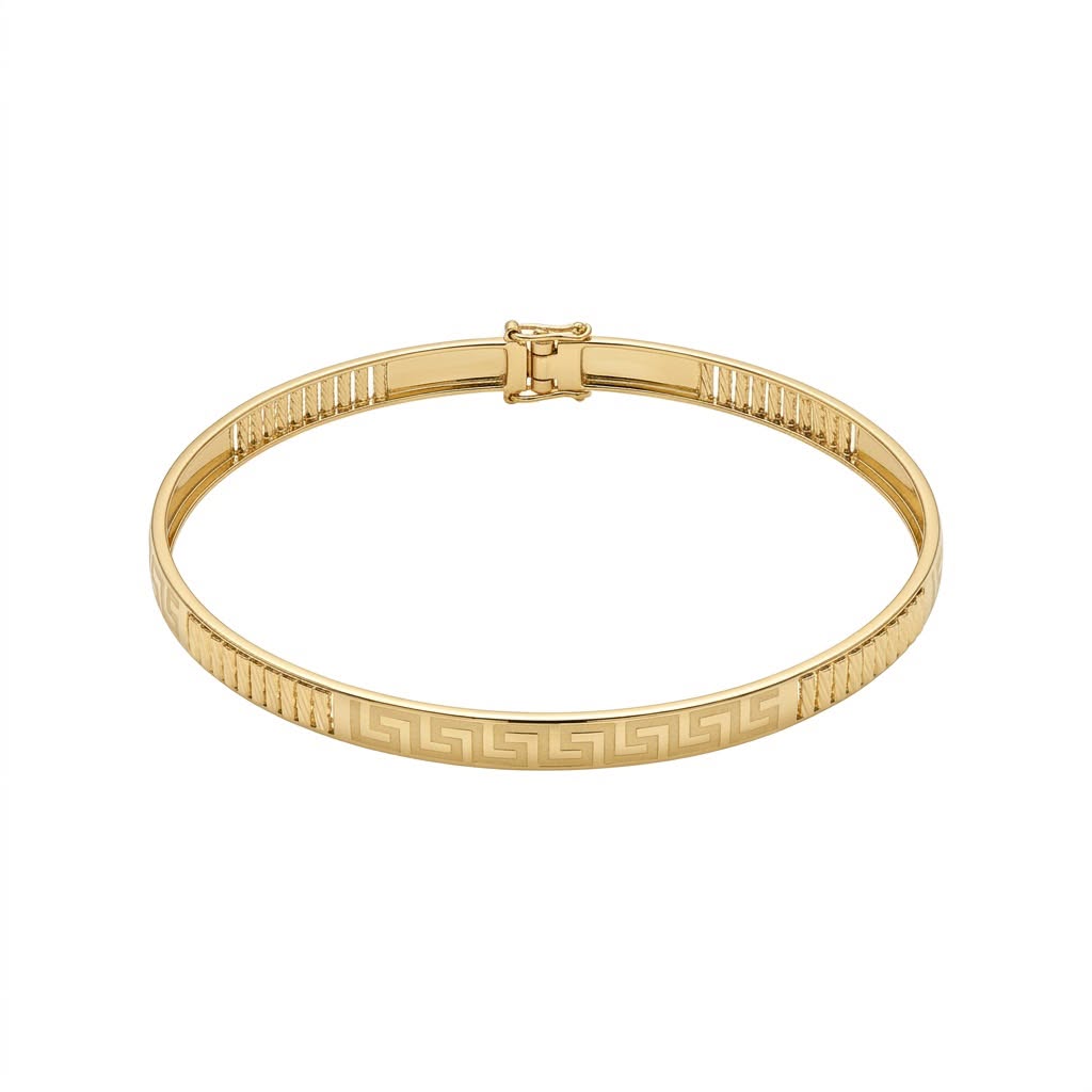 18k Gold Maze Line Bangle - 18k Gold Bangle - Embellish Gold Jewelry & Diamond