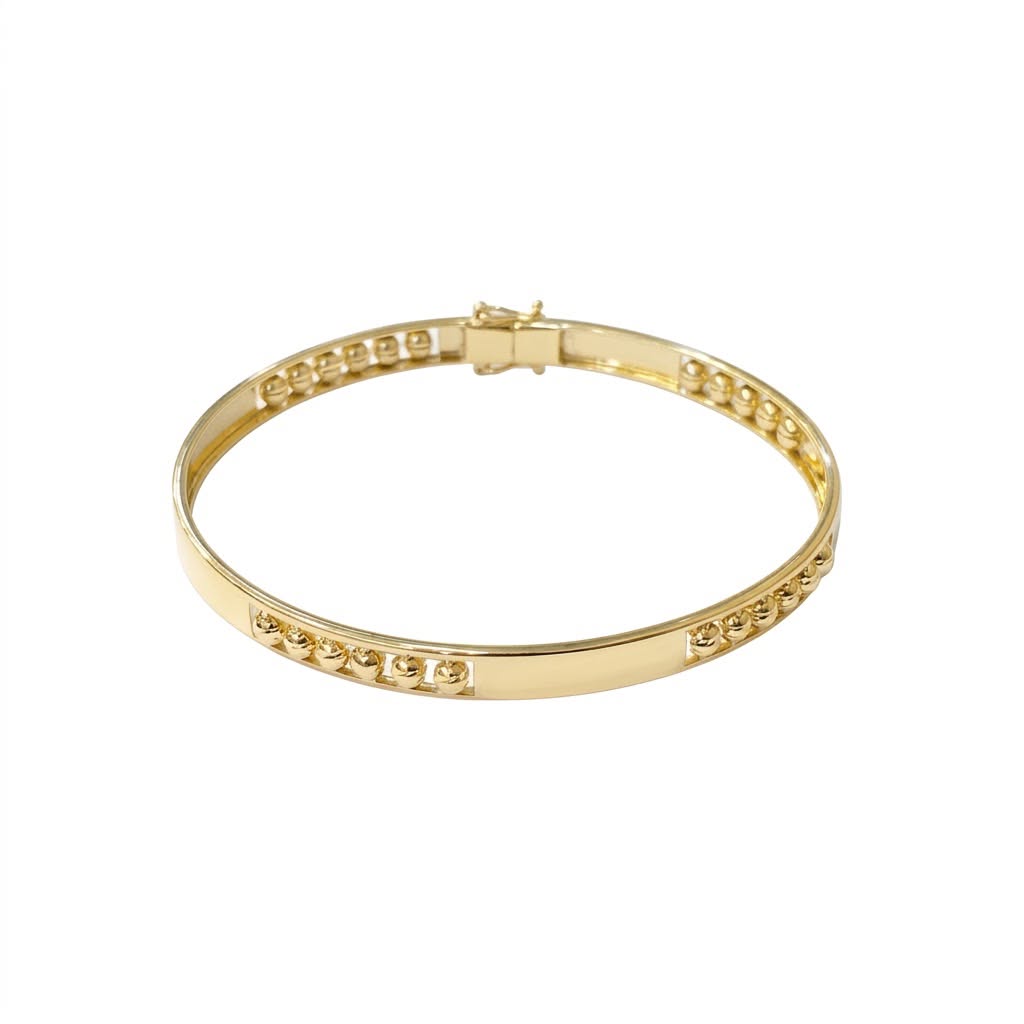 18k Gold Plain Ball Line Bangle - 18k Gold Bangle - Embellish Gold Jewelry & Diamond