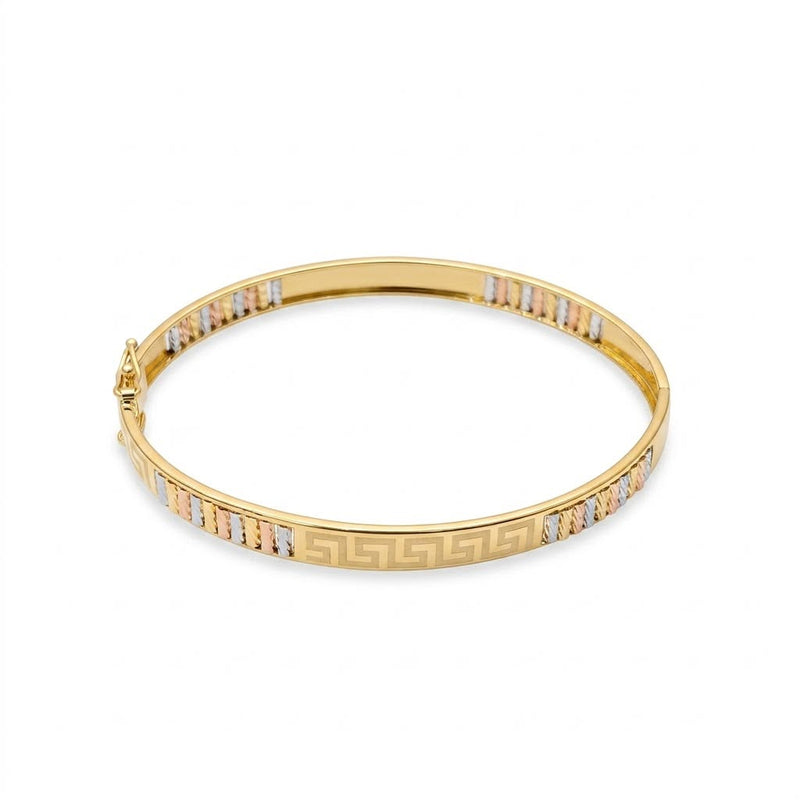 18k Gold Maze Tri Color Line Bangle - 18k Gold Bangle - Embellish Gold Jewelry & Diamond