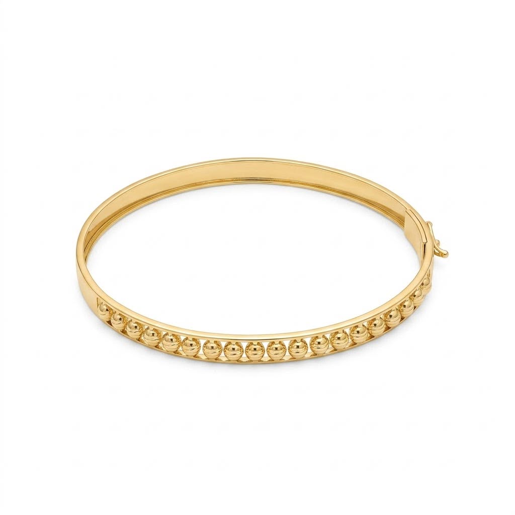 18k Gold Plain Ball Flat Bangle - 18k Gold Bangle - Embellish Gold Jewelry & Diamond